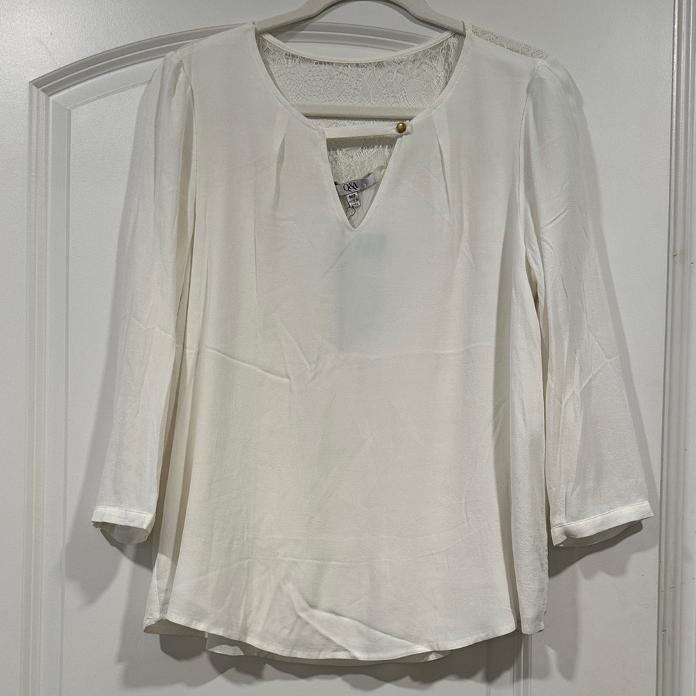 Women's Cream Blouse with Lace Detail